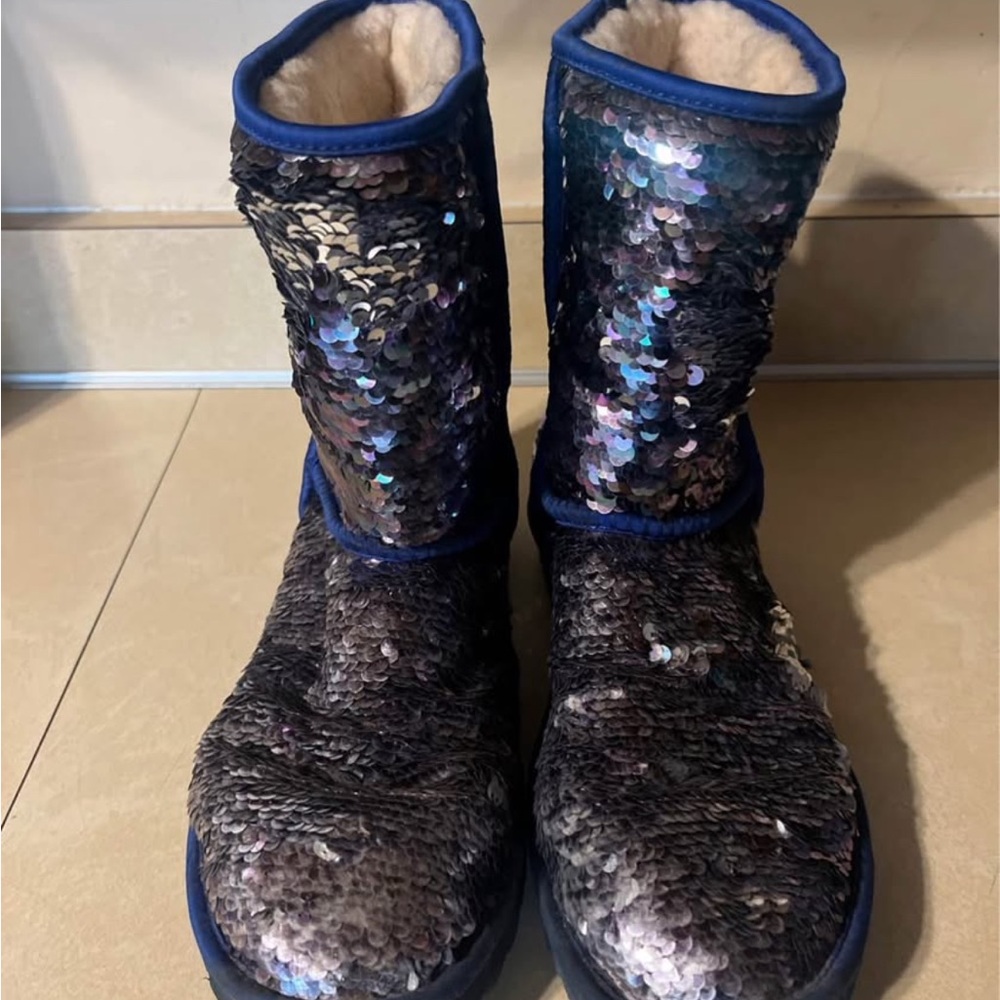 Ugg Size 11 Blue Sequin Winter Boots